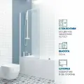Шторка на ванну GWMPKB020P601 90x150 см, цвет фурнитуры белый матовый, стекло бесцветное закаленное 6 мм