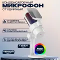 Микрофон для компьютера игровой, для стрима, с поп-фильтром, конденсаторный, с RGB подсветкой, белый.