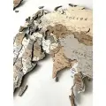 Деревянная карта мира 3D многоуровневая 160/85 см в цвете Миндаль на русском языке со столицами и крупными городами мира, подробная/ картина из дерева на стену