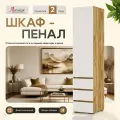 Закрытый пенал для одежды с ящиками Хелен ПН 03 (40х210х46) белый дуб крафт золото