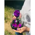 Фиолетовая роза в колбе Мини в подарочной коробкой с вау эффектом/22 см/Живет 5 лет!