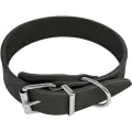 Ошейник Zooone из натуральной кожи, 2-х слойный, 40 мм х 50-60 см, пряжка ролик никель, (черный)