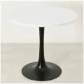 Круглый кухонный стол Tulip 18 белый/черный D75