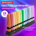 Текстовыделители пастельные набор 15 цветов, маркеры для рисования, скетчинга, выделения текста на подставке, Brauberg Delta Pastel, 152507