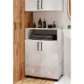Шкаф в ванную VITAMIN, напольный, распашные дверцы. Цвет Бетон светлый 60х82х30