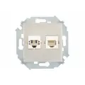 Телефонная + компьютерная розетка Simon RJ11+RJ45 категория 5е, Systimax, шампань 1591590-034