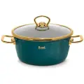 Кастрюля с крышкой эмалированная для индукционных плит Rashel Grand 2,6 л 20 см, зеленая R0420
