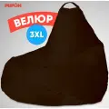 Кресло-мешок PUFON груша размер 3XL , коричневый , материал велюр