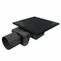 Трап квадратный душевой Vimarr YC-2 515YC231013050 10х10 см черный с рамкой из нержавеющей стали, с горизонтальным выходом D50 мм, решетка под плитку (перевертыш), черная