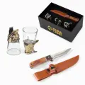 Дарим Красиво Подарочный набор 4 в 1 «Лучший рыбак»: 3 рюмки для водки по 50 мл, нож, бронза