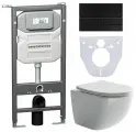 Комплект 4 в 1 Ceramicanova с инсталляцией Envision, безободковым унитазом Play, чёрной клавишей Flat