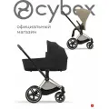 Cybex Priam IV Коляска 2 в 1, шасси Rose Gold, люлька Deep Black, прогулочный текстиль цвета Cozy Beige