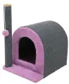 Когтеточка-Домик Лиловый ДобрМир для кошек, 41x35x41см, 1 ярус, с игрушкой