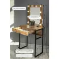 Высокая гримерная станция с ящиком LOFT зеркало в раме на металлических ножках ДУБ вотан