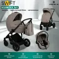 Коляска для новорожденных 3 в 1 Jovola Swift универсальная, всесезонная с автолюлькой, бежевый