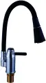 Смеситель на кухню Potato P52233-6 с гибким чёрным изливом, 2 режима, картридж 35 мм, хром, крепление гайка