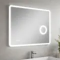 Зеркало для ванной Sancos Arcadia 1.0 900 с LED подсветкой, часами и увеличением прямоугольное