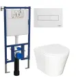 Комплект 3 в 1 Унитаз подвесной Ceramicanova Forma CN3011 / Инсталляция DIWO 4501 / Кнопка 7320 цвет глянцевый белый