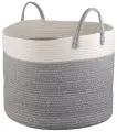 Корзина для хранения аксессуаров, белья и предметов дома, плетеная хлопок, Ulrik, D48х35см, кремовая/светло-серая, Bergenson Bjorn, TL-BB-UL-CR-GR-48