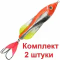 Блесна для рыбалки AQUA вьюн 32,0g цвет 03 (серебро, красный металлик), 2 штуки в комплекте