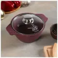 2 шт. Кастрюля алюминиевая Trendy style, 1 л, d=16 см, h=9 см, антипригарное покрытие, стеклянная крышка, цвет бордовый