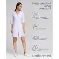 Халат медицинский женский 359.1.1 Uniformed, тиси, укороченный, рукав 3/4, на молнии, цвет белый, размер 46