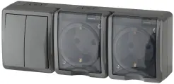 Блок 2кл + 2гн с З/К о/у серый 10А IP54 11-7404-03 Эксперт ЭРА, арт. Б0027676