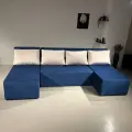 Диван, Диван-кровать Олимп П-образный угловой, синий(Velutto 26), механизм еврокнижка, 262х122х82 см