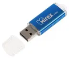Флешка Mirex UNIT AQUA, 64 ГБ, USB 2.0, чтение до 25 Мб/с, запись до 15 Мб/с, синяя
