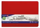 Комплект 2 шт, Скетчбук, слоновая кость 140 г/м2 210х148 мм, 80 л, кожзам, резинка, BRAUBERG ART CLASSIC, красный, 113197