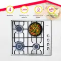 Варочная панель газовая 4 конфорки Simfer 60см, газ-контроль, электроподжиг, WOK, 5 ЛЕТ гарантия, турция