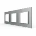Рамка электроустановочная Livolo, серый, 3 поста, 1 шт, Крепление на застежках