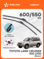 Щетки стеклоочистителя бескаркасные для Toyota Land Cruiser 100 J10 (2002-) 600/550 мм 2 шт / Дворники автомобильные Тойота Ланд Крузер 100 AIRLINE AWBM059