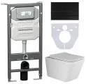 Комплект 4 в 1 Ceramicanova с инсталляцией Envision, безободковым унитазом Metric, чёрной клавишей Flat