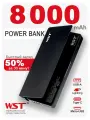 Внешний аккумулятор Power Bank WP932 8000 mAh (Встроенные провода type-c, micro usb, lighting)