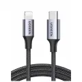 Кабель UGREEN US304 (60761) USB-C to Lightning M/M Cable Aluminum Shell Braided. Длина 2 м. Цвет: черный