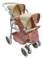 Synergy Коляска прогулочная для двойни для кукол розово-кремовая 9662D/Цвeт№3 с 3 лет