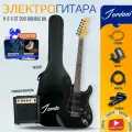 Электрогитара Stratocaster Fabio Двойной чёрный ST200 Double BK H+S+S, 1V+2T (Набор электрогитара с комбоусилителем)