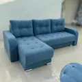 Диван раскладной угловой / НПБ/ велюр небесно-голубой/ с 2 ящиками