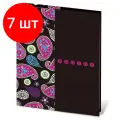 Комплект 7 шт, Фотоальбом BRAUBERG на 200 фотографий 10х15 см, твердая обложка, Пейсли, черный с розовым, 390668