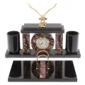 Письменный набор с часами Орел из родонита 129565