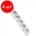 Комплект 4 штук, Сетевой фильтр Defender DFS 151 1.8 м, белый, 6 розеток(99489)