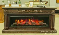 Электрокамин MARKETKAMIN ELIZABETH (Элизабет тёмный дуб с золотой патиной) Очаг с пылающими поленьями 50 дюймов. Габариты (ШxВxГ)1700x850x350 мм