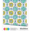 Самоклеящаяся пленка для декора мебели и кухонных фартуков Зеленая плитка азулежу (60х250см)