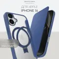 Чехол-книжка BROSCORP на Apple iPhone 16 (Айфон 16), премиальный с магнитным кольцом, синий