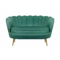 Прямой дизайнерский диван ракушка, Pearl double green V2, зеленый с черными ножками