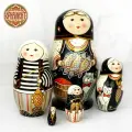 Матрешка деревянная детская развивающая игрушка Рыбка 5 мест 11 см Орнамент