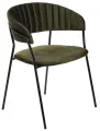 Стул для кухни мягкий велюр со спинкой и подлокотниками Turin зеленый с черными ножками
