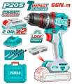 Дрель-шуруповерт ударная , 20В, 47 аксессуаров, TOTAL TIDLI20668