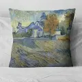 Подушка декоративная Вид на приют и часовню в Сен-Реми Ван Гог 40х40 велюр